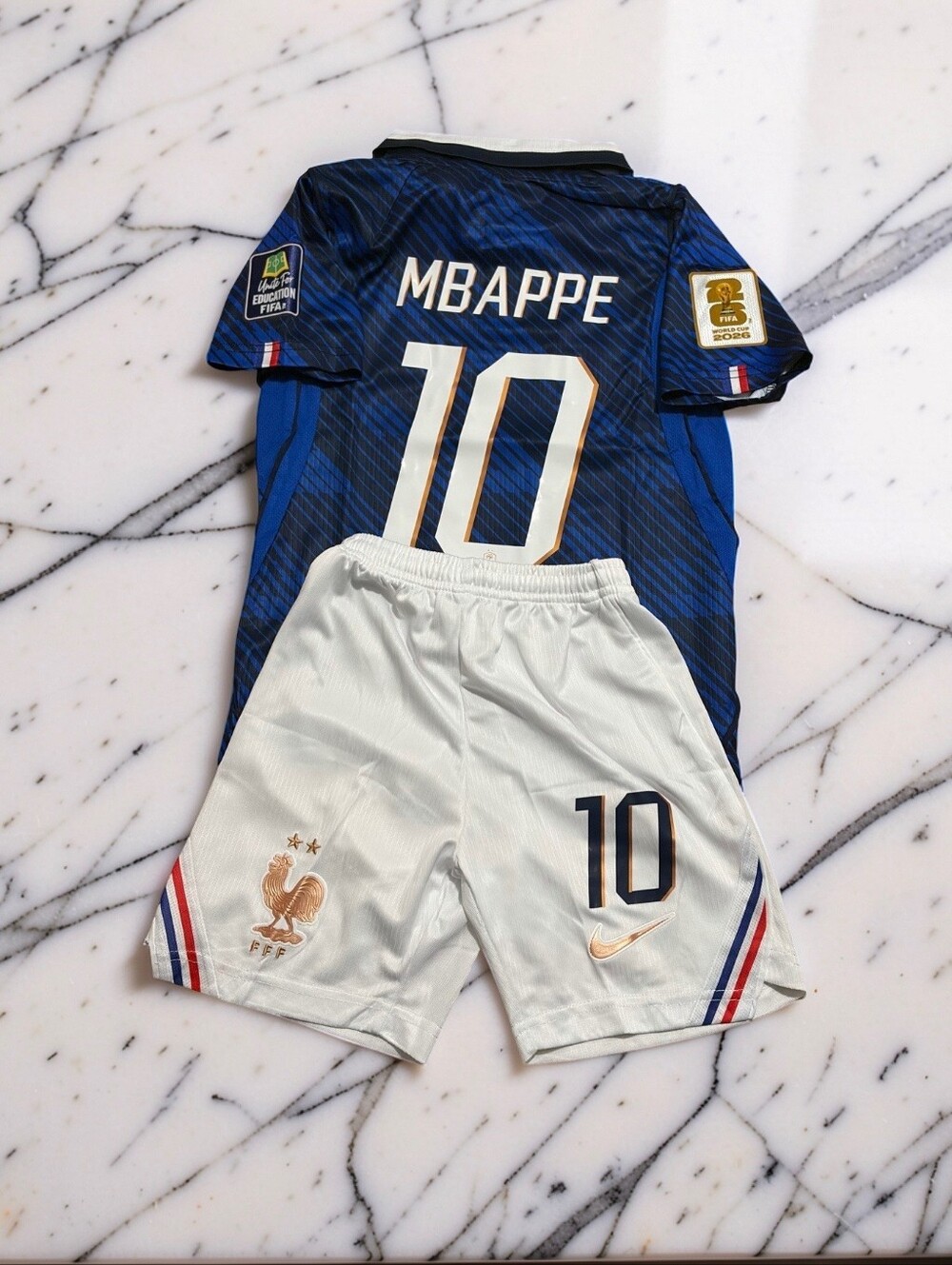 Mbappe France 2026 World Cup Kids Home Kit #10 Jersey & Shorts